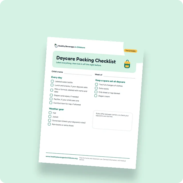 Daycare Packing Checklist preview